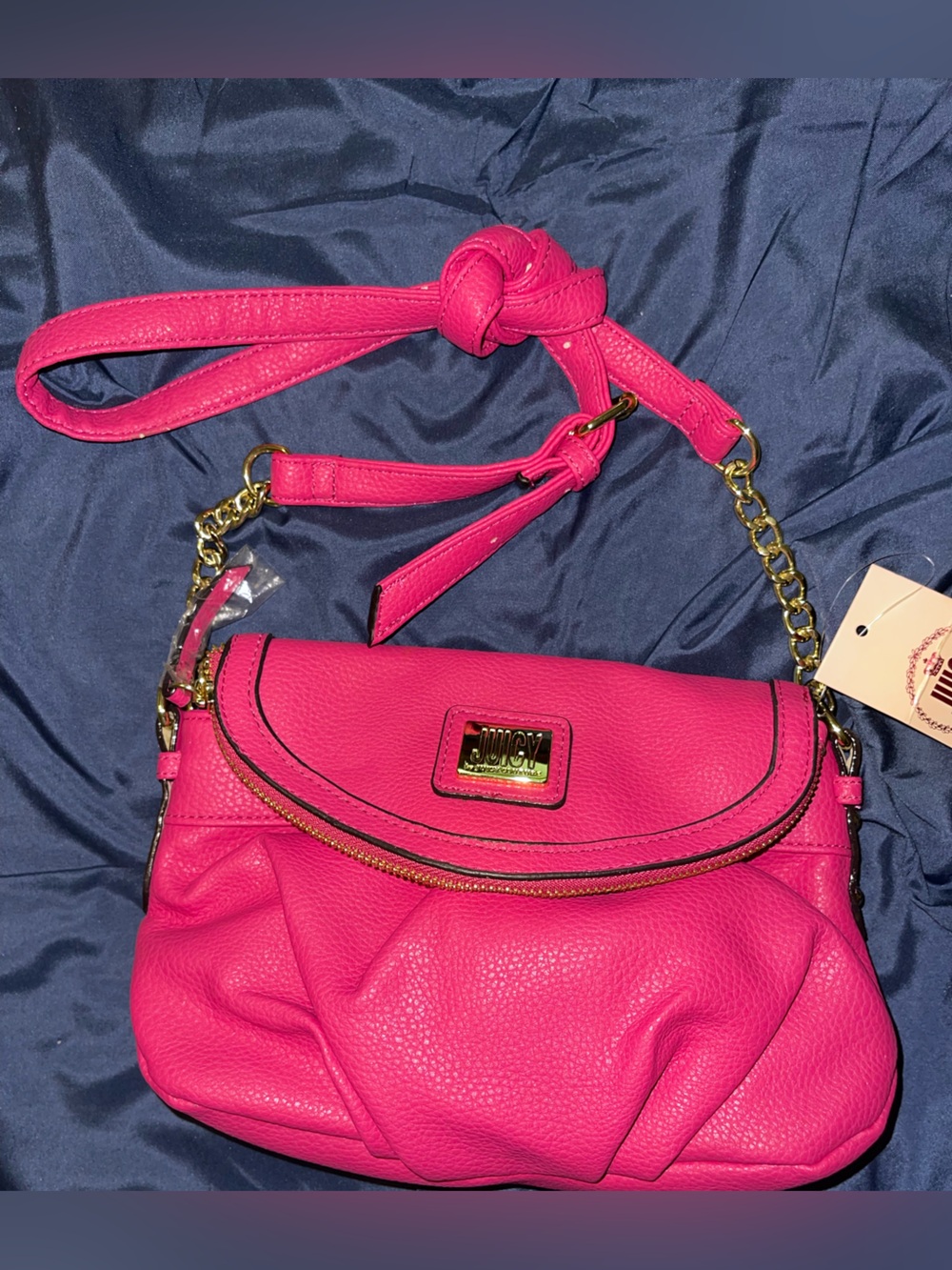 Juicy Couture Bright Pink Crossbody Bag with Gold Hardware